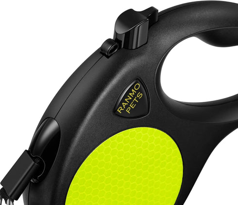 Dog Retractable Leash with Nylon casing for Dog up to 77 lbs; 16 ft Polyester Tape; The Eagle Mouth Bionics Design Rope Outlet and Tangle-Free;(Bl...