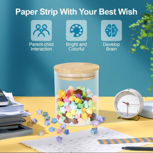 2160 Sheets Stars Paper Strips, 4 Packs Double Side Origami Star Paper, Folding Paper Strips, Lucky Star Strips Paper, Star Origami Paper for Kids...