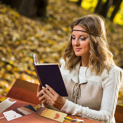 60 Pieces Abstract Boho Bookmarks Minimalist Line Bookmarks Women Minimalist Geometric Sun Double Sided Bookmark Minimalist Landscape Page Markers...