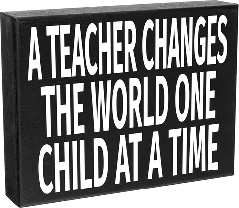 JennyGems A Teacher Changes World One Child at Time Wood Sign, Inspirational Teacher Gift, Classroom Decor, Gift for Teacher Appreciation...