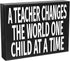 JennyGems A Teacher Changes World One Child at Time Wood Sign, Inspirational Teacher Gift, Classroom Decor, Gift for Teacher Appreciation...