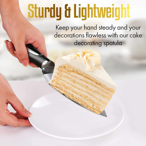 Cake Knife and Server Set, Cake Cutter and Pie Spatula, Cake Server and Knife Set of 2 with Non-Slip Swirl Grip, Cake Cutting Set for Wedding Cake...
