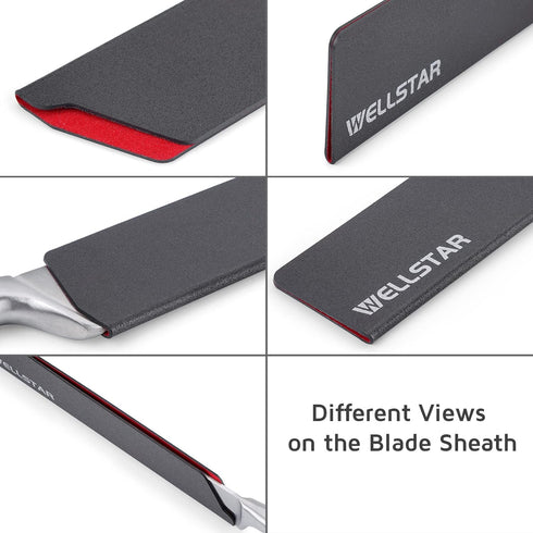 WELLSTAR Knife Edge Guards Set, 8 Piece Universal Blade Covers, BPA Free ABS Protective Blade Sheaths, Non-Scratch Felt Lining Kitchen Knives Cove...