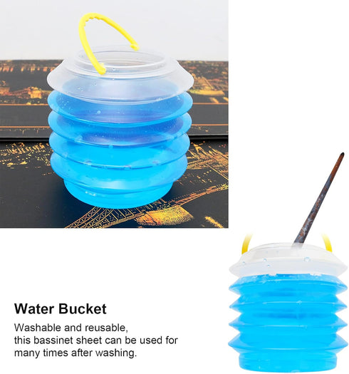 3Pcs Collapsible Paint Brush Washer, Portable Paint Brush Holder Plastic Reusable Samll Collapsible Washing Bucket for Watercolor Painting(M)...