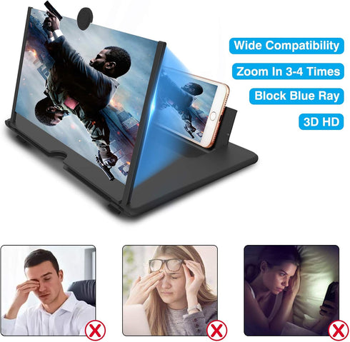 14 inch Screen Magnifier for Cell phone 3D Magnifier Screen Enlarger for Movies,Videos,Reading,Gaming-Screen Amplifie with Foldable Phone Stand Ho...
