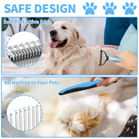 Pet Comb for Dogs and Cats, 2 in 1 Pet Hair Remover Comb with Metal and Rubber Teeth, Suitable for Long and Short Hair Animals...