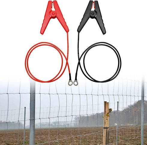 2Pcs Electric Fence Lead Wire Set with Alligator Clip, Solar Electric Fence Connector, Agricultural Electric Fence Wire Connect, Fencing System Wi...