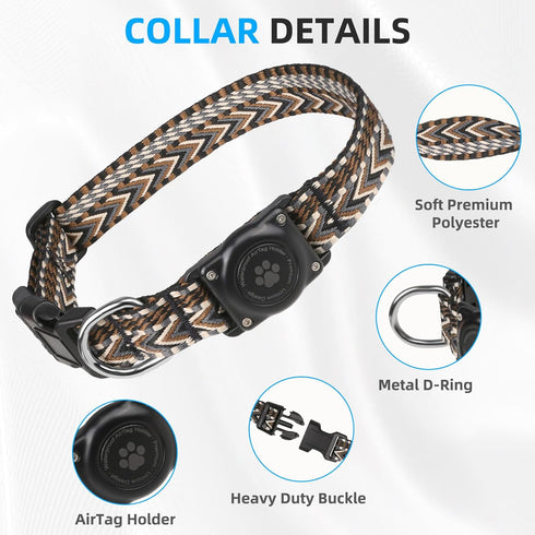 AirTag Dog Collar, IP68 Waterproof Dog Collar Air Tag Holder - Comfortable, Soft Webbing - GPS Dog Collar – Dog Collar with Airtag Holder - Fits f...