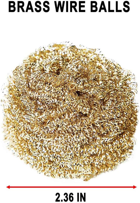 6 Pcs Brass Kitchen Cleaner Scrubbing Scour Copper Scrubber Non-Scratch Dishes Scrubber,Kitchen Steel Wool Easy Scouring Scrubbing Brush,Pot Pan O...
