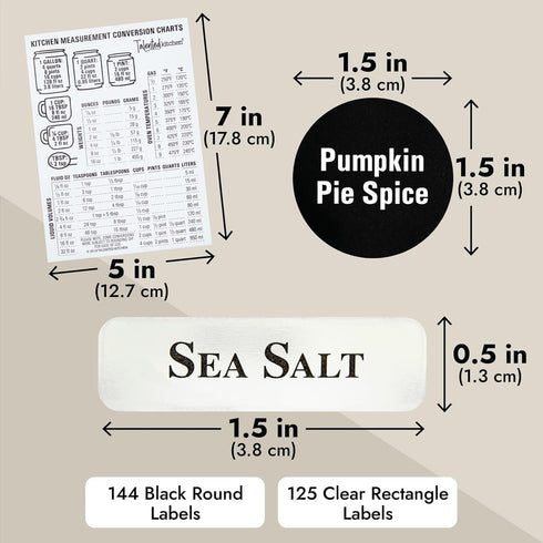 Talented Kitchen 12 Magnetic Spice Jars for Refrigerator with 3 Metal Wall Bases, 269 Preprinted Seasoning Labels, 2 Styles, 1 Cooking Conversion ...