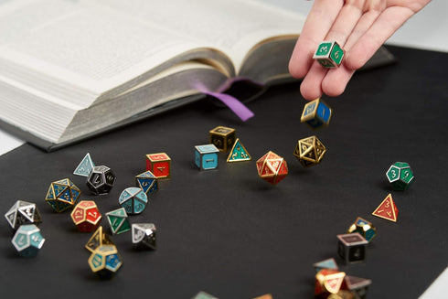 Metal DND Dice Set Black/Gold Polyhedral Dice with Polished Tin Carrying Case for Table Top Games D&D Dungeons and Dragons Role Playing Games...