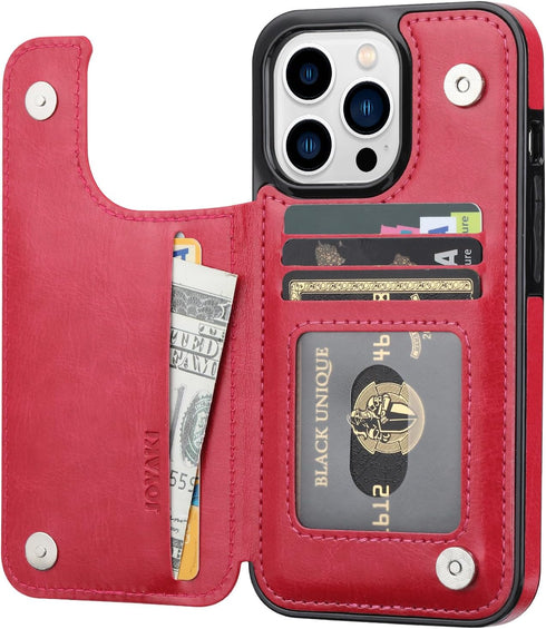 Compatible with iPhone 14 Pro Max 6.7” Wallet Case +1 Screen Protector, Slim Protective case with Card Holder, PU Leather Kickstand Card Slots Cas...
