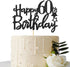 Black Glitter Happy 60th Birthday Cake Topper for Women Men, Hello 60th Anniversary, Cheers to 60 Years Party Decorations...