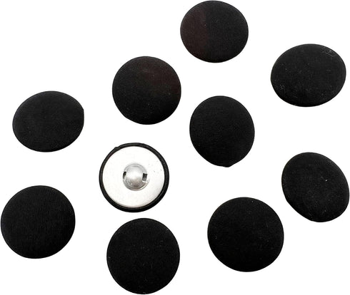 PEPPERLONELY 10PC 30mm Fabric Cloth Covered with Metal Shank Round Buttons, Black...