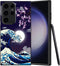 Compatible with Samsung Galaxy S23 Ultra Case Japanese Wave Cherry Blossom Moon Pattern Phone Case for Boys Girls Aldults, Shockproof Anti-Scratch...