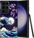 Compatible with Samsung Galaxy S23 Ultra Case Japanese Wave Cherry Blossom Moon Pattern Phone Case for Boys Girls Aldults, Shockproof Anti-Scratch...