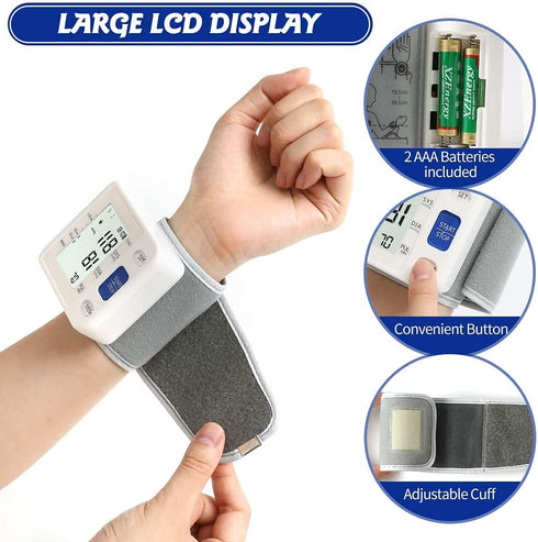 Blood Pressure Monitor - Wrist Accurate Automatic High Blood Pressure Monitors Portable LCD Screen Irregular Heartbeat Monitor with Storage Case a...