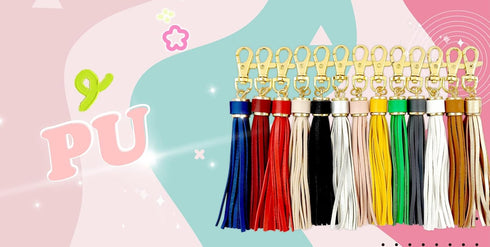 PAMIR TONG 5.9'' 15pcs PU Leather Tassel for Purse With Golden Metal Caps Lobster Swivel Keychain Tassels For Handbag Phone Car Key Jewelry DIY Cr...