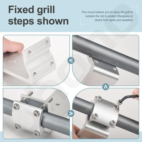 58182 Stow N' Go Grill Rail Mount for Any Kuuma BBQ Grill, Can be Used on 7/8" - 1-1/4" Round Horizontal Railings or on 1-1/4" Square Railings, wi...