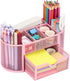 EOOUT Pink Desk Organizer, Pen Holder for Desk and Accessories, Mesh Desk Organizer with 8 Compartments and 1 Drawer for Office Home School Classr...