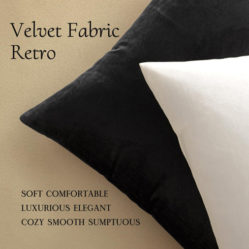 MIULEE Velvet Throw Pillow Covers 18x18 Inch, Pack of 2 - Black, Super Soft Decorative Square Cushion Cases Modern Luxury Home Decor for Sofa, Cou...