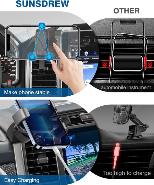 Car Phone Holder for Ford F-150 2021-2023 2024 F150 Accessories,Phone Cradles Air Vent Phone Holder Mount Ultra Stable Adjustable Phone Stand for ...