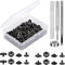 TLKKUE 50 Sets Leather Snap Fasteners Kit 10mm Black Metal Snap Buttons kit Stainless Steel with 4pcs Snap Fastener Installation Tools for Sewing ...