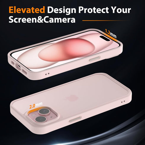 Designed for iPhone 15 Case, 4FT Military Grade Drop Protection,Translucent Matte Hard Back with Soft Edge Airbag, Protective Phone Cases for iPho...