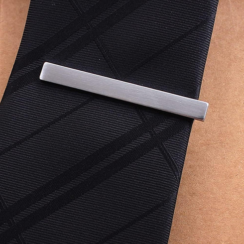 Men Metal Silver Tone Simple Necktie Tie Bar Clasp Clip Best Xmas Gift...