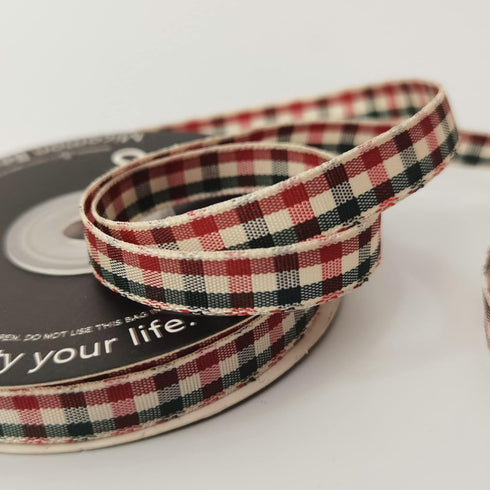 Micomon Gingham Ribbon - Red & Green Checkered Christmas Ribbon, 25 Yards Each Roll, 100% Polyester (3/8")...