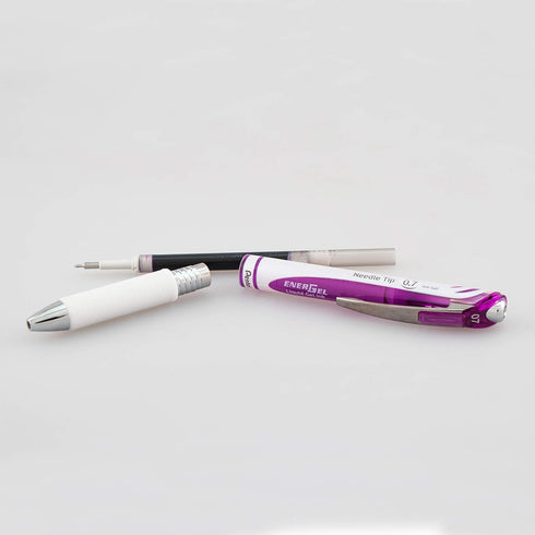 Pentel Gel Ink Pen, Pearl Retractable Gel Pen, (0.7mm) Medium Point, Needle Tip, Violet Ink, 12 pack (BLN77PW-V)...
