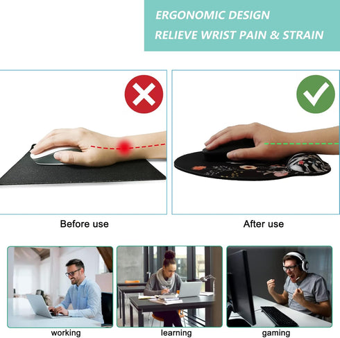 Mouse Pad with Wrist Support, Ergonomic Mouse Pad with Memory Foam Wrist Rest Cushion, Non-slip Rubber Base Gaming Mice Pad for Home Office Comput...