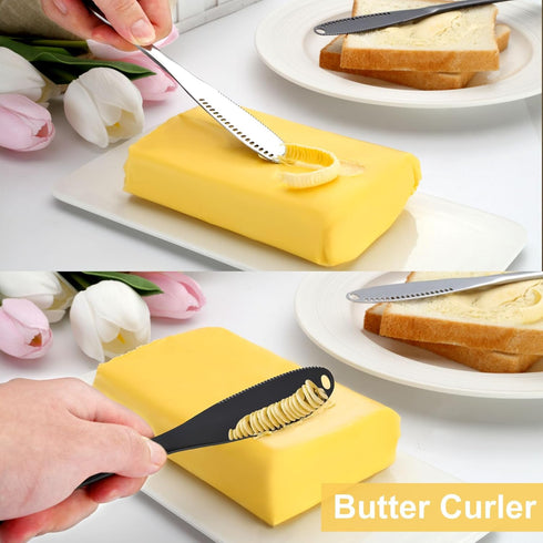 6PCS Butter Knife, 8.7” silver Butter Spreader, 3 in 1 Kitchen Gadgets Serrated, Stainless Steel Butter Knife Spreader, Butter Spreader Knife with...