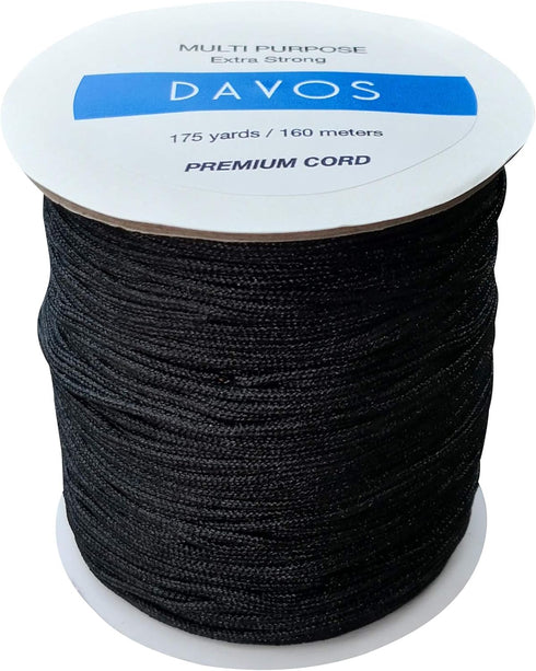 Black Nylon Braided Cord Extra Strong Multi-Use Thread 1.5mm x 175 Yards 160m Jewelry Making String Beading Shamballa Necklaces Bracelets Lift Sha...