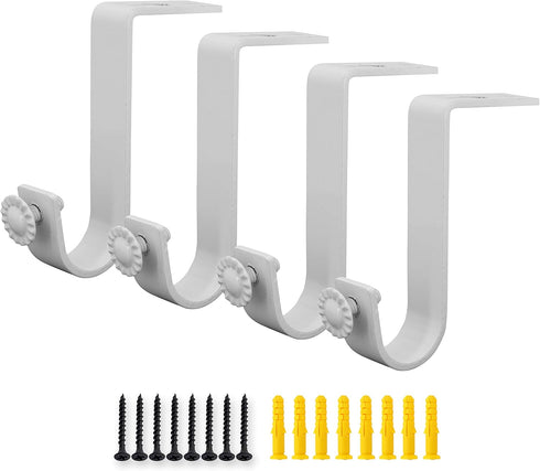 4 Pack Ceiling Curtain Rod Bracket Heavy Duty Single Curtain Rod Holders for 1 Inch Drapery Holder for Living Room Bedroom White...