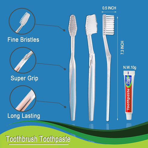 30pcs Disposable Toothbrushes with Toothpaste and Comb Individually Wrapped,10g Toothpaste,7inch Black Comb, Toothbrush for Homeless, Hotel,AirBnb...