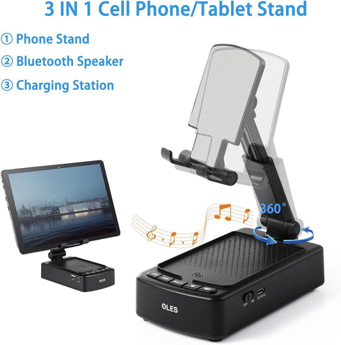Gifts for Men, OLES Mobile Phone Stand with Bluetooth for Him Dad Women Who Want Nothing, Adjustable Tablet Holder with Wireless Speaker, Tech Gad...