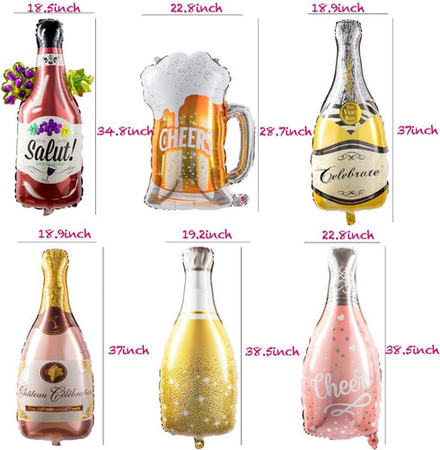 Collect Present Champagne and Wine Bottle Balloons – 12 Foil Balloons – Birthday, Bachelorette and Engagement Party Decorations...
