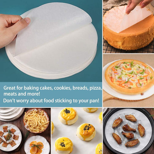 9 Inch Round Parchment Paper, Set of 200, Non Stick Baking Parchment Rounds/Round Baking Paper for Springform Pan, Tortilla Press, Air Fryer and M...