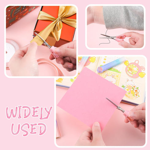 3 Pieces Cute Mini Scissors, Cartoon Cat Paw Stainless Steel Craft Scissors, Folding Stationery Scissors with Safety Cover, Portable Safety Scisso...