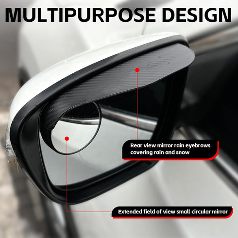 2PCS Car Blind Spot Mirror, Car 2-in-1 Rearview Blind Spot Mirror Rain Eyebrow, Side Mirror Rain Guard, Adjustable Expanded View Reversing Mirror,...