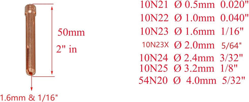 RIVERWELD TIG Large Diameter Gas Lens Collet Kit 45V116 (1/16") 45V64 (3/32") 995795 (1/8") Ceramic Cup 57N75 6# 3/8" 57N74 8# 1/2" 53N88#10 5/8" ...