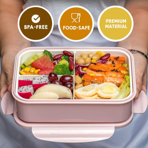LOVINA Bento Boxes for Adults - 1100 ML Bento Lunch Box For Kids Childrens With Spoon & Fork - Durable for On-the-Go Meal, BPA-Free and Food-Safe ...