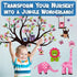 DEKOSH Pink Jungle Baby Nursery Wall Decal Peel & Stick Colorful Owl Giraffe Lion Animal Wall Stickers for Kids Room...