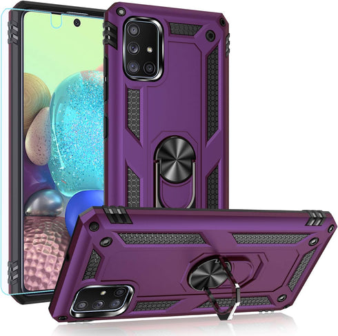 Samsung A71 5G Case,Galaxy A71 5G Case,PUSHIMEI Military Grade Heavy Duty Protection Phone Case Cover with HD Screen Protector Magnetic Ring Kicks...