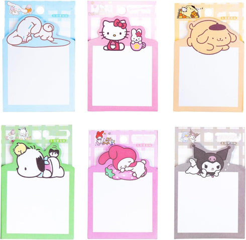 6 Pcs Kawaii Sticky Notes Kiity Cute Cartoon Self-Stick Note Pads Kawaii Stationary 3.75x2.75 inches 180 Sheets Melody Office School Supplies Cat ...