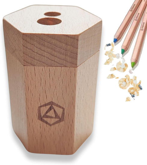 Stockmar Dual Pencil Sharpener FSC Lime Wood for Thin and Thick Pencils - Triangular and Hexagonal Shape - Colour Giants Stockmar, Waldorf Art Sup...
