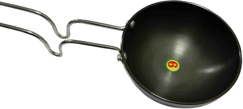 Essential Non-stick Hard Anodized Tadka Frying Pan with Wire Handle, Spice Heating Pan, Temper Pan - Black, 11 inch...