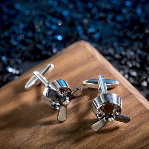 Propeller Cufflinks Set, BagTu Airplane Propeller Set, 2pcs Plane Aircraft Fan Blade Cufflinks with Gift Box and 1pc Greeting Card...