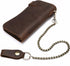 Mens Wallet with Chain Leather Long Bifold Trucker Wallet Vintage Biker Money Clip with Zipper...
